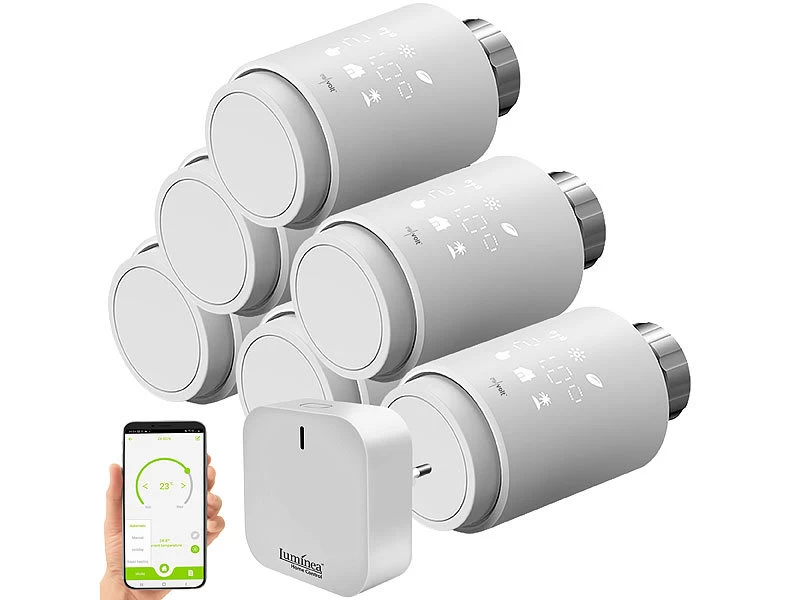 Revolt Heizungsthermostate:6er-Set Programmierbare Heizkörper-Thermostate Mit WLAN-Gateway & App – Bild 3