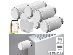 Revolt Heizungsthermostate:6er-Set Programmierbare Heizkörper-Thermostate Mit WLAN-Gateway & App