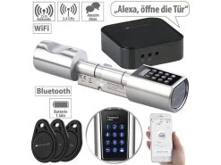 VisorTech Zahlenschloss:Elektronischer Tür-Schließzylinder, Transponder, Code, App, M Gateway