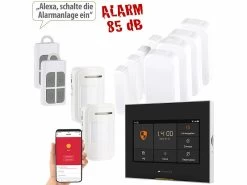 VisorTech Alarmanlage Sets:10-tlg. Funk-Alarmanlage: 7 Sensoren, 2 Fernbedienungen, GSM, WLAN App