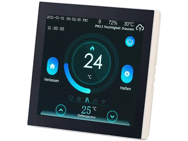 Revolt Funkthermostat:WLAN-Fußbodenheizung-Thermostat Mit Touchdisplay, Feinstaub-Anzeige – Bild 12