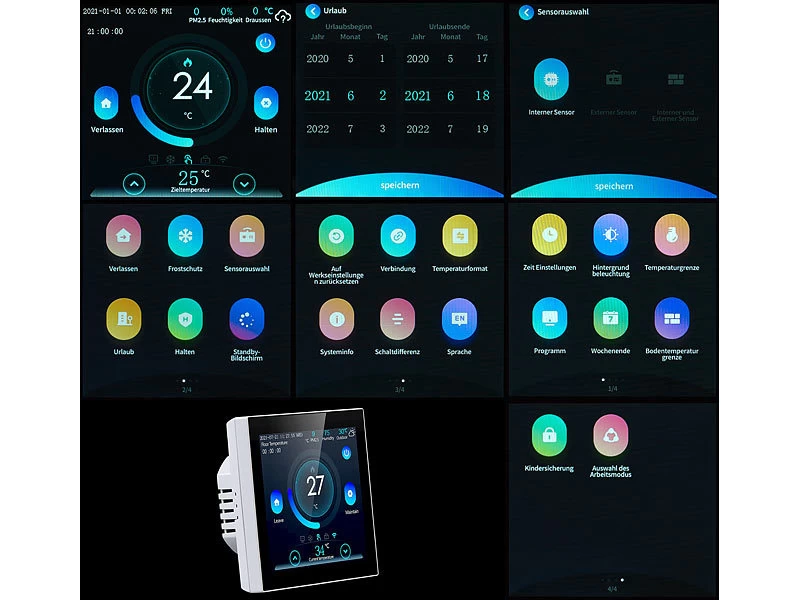 Revolt Thermostat Heizung WLAN:2er-Set WLAN-Thermostate Für Fußbodenheizungen, Touchdisplay – Bild 12