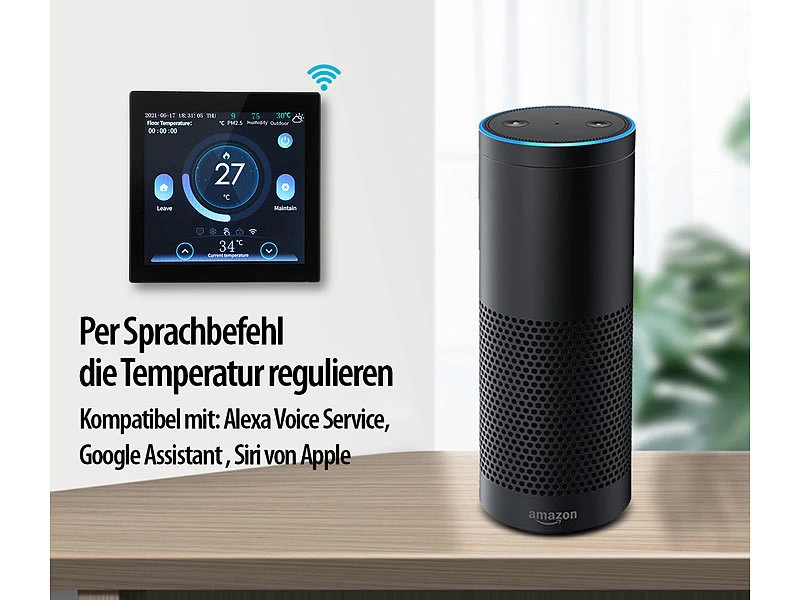 Revolt Funkthermostat:WLAN-Fußbodenheizung-Thermostat Mit Touchdisplay, Feinstaub-Anzeige – Bild 6