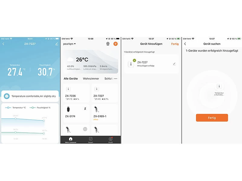 Luminea Home Control Temperatur Datenlogger:4er-Set ZigBee-Temperatur- & Luftfeuchtigkeits-Sensoren Mit App – Bild 5