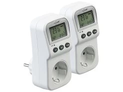 Revolt Stromzähler Messgerät:2er-Set Energiekosten-Messer & Stromverbrauchs-Zähler, 2 Tarife