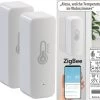 Luminea Home Control ZigBee Hygrometer:2er-Set ZigBee-Temperatur- & Luftfeuchtigkeits-Sensoren Mit App