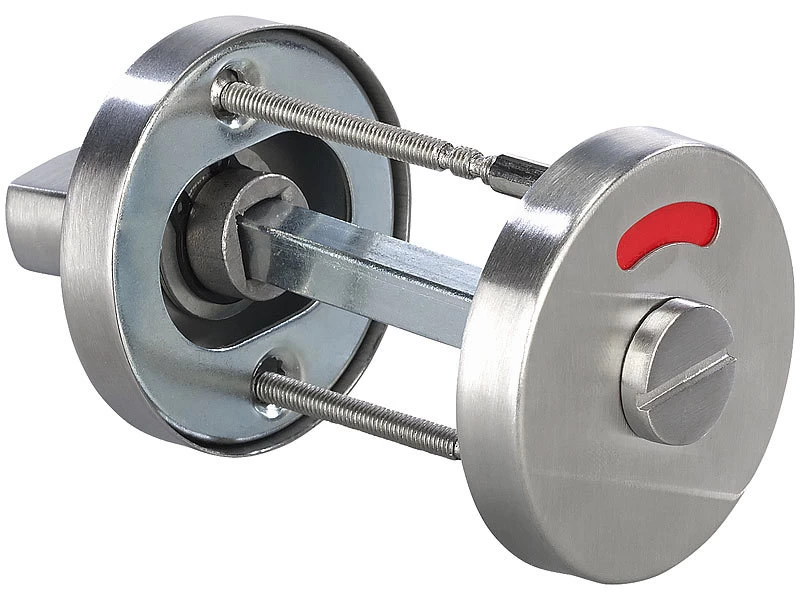 AGT Edelstahl-Türbeschlag:Edelstahl-Rosetten-Set Für Bad & WC, Drehknopf, Besetzt-Anzeige, Rund – Bild 2