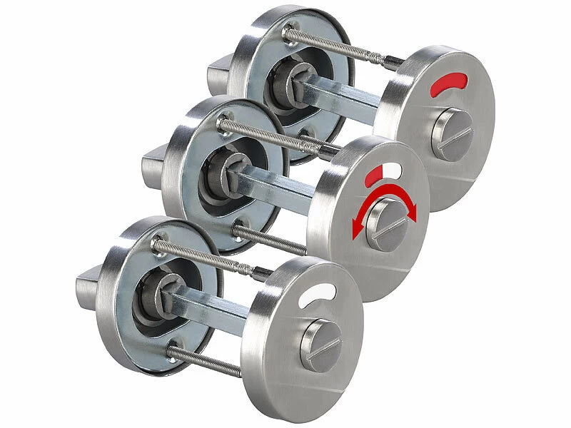 AGT Edelstahl-Türbeschlag:Edelstahl-Rosetten-Set Für Bad & WC, Drehknopf, Besetzt-Anzeige, Rund – Bild 6