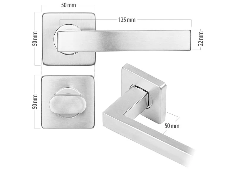 AGT Türbeschlag Rostfrei:8er-Set Edelstahl-Türbeschläge Für Alle Innen-Türen, Mit 8 Türklinken – Bild 3