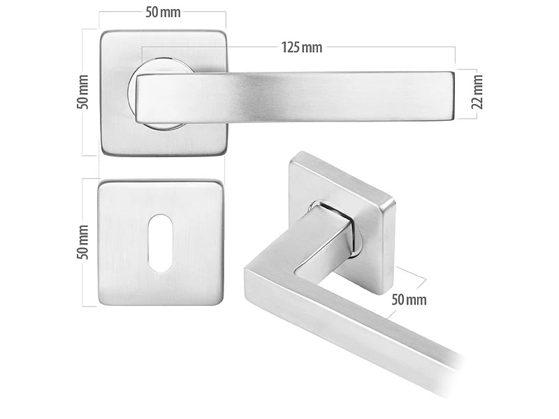 AGT Türbeschlag Rostfrei:8er-Set Edelstahl-Türbeschläge Für Alle Innen-Türen, Mit 8 Türklinken – Bild 5