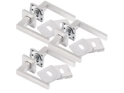 AGT Rostfreie Türbeschläge:6er-Set Edelstahl-Türbeschlag Mit 6 Klinken & Rosetten, Eckig, Silbern