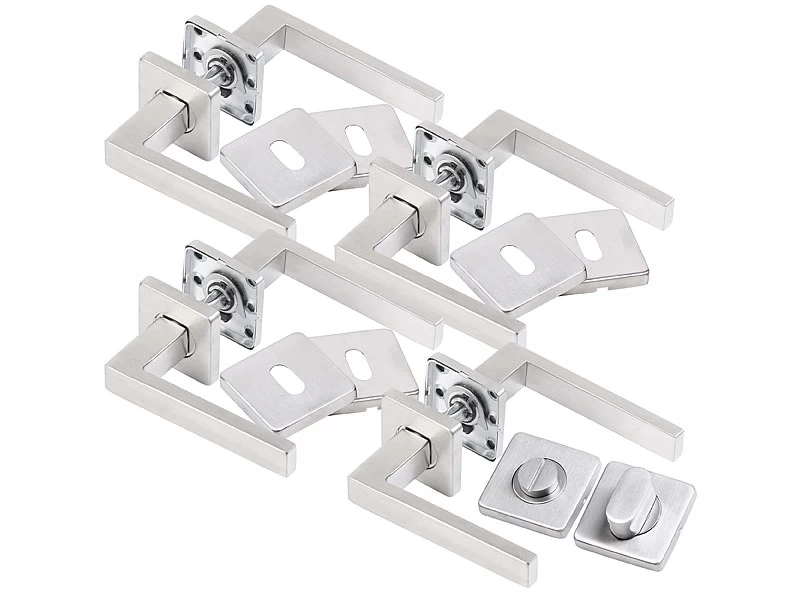 AGT Türbeschlag Rostfrei:8er-Set Edelstahl-Türbeschläge Für Alle Innen-Türen, Mit 8 Türklinken