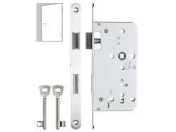 AGT WC-Türschloss:Buntbart-Einsteckschloss Für Zimmertüren, Falle Und Riegel, DIN Links