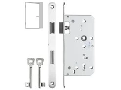 AGT Zimmertürschloss:Buntbart-Einsteckschloss Für Zimmertüren, Falle Und Riegel, DIN Rechts