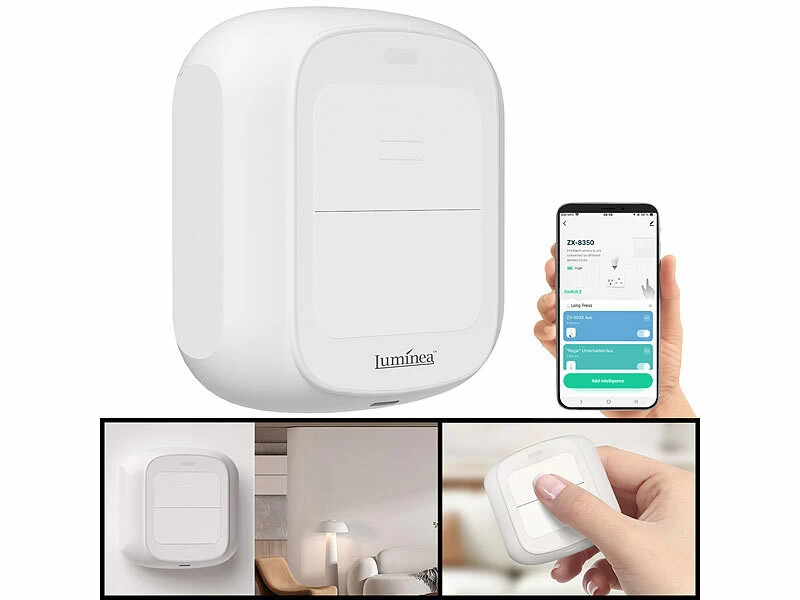 Luminea Home Control Funk Lichtschalter:2er-Set Smarte WLAN-Fernbedienung Mit 2 Tasten, Licht & Szenen Steuern – Bild 11