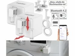Luminea Home Control Funk-Schalter-Aufsätze:2er-Set Smarte Schalter-Aufsätze Für Kippschalter & Taster, Mit App